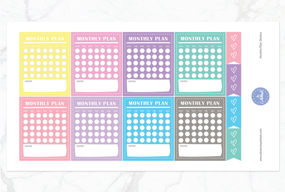 Monthly Plan Stickers - Pastel