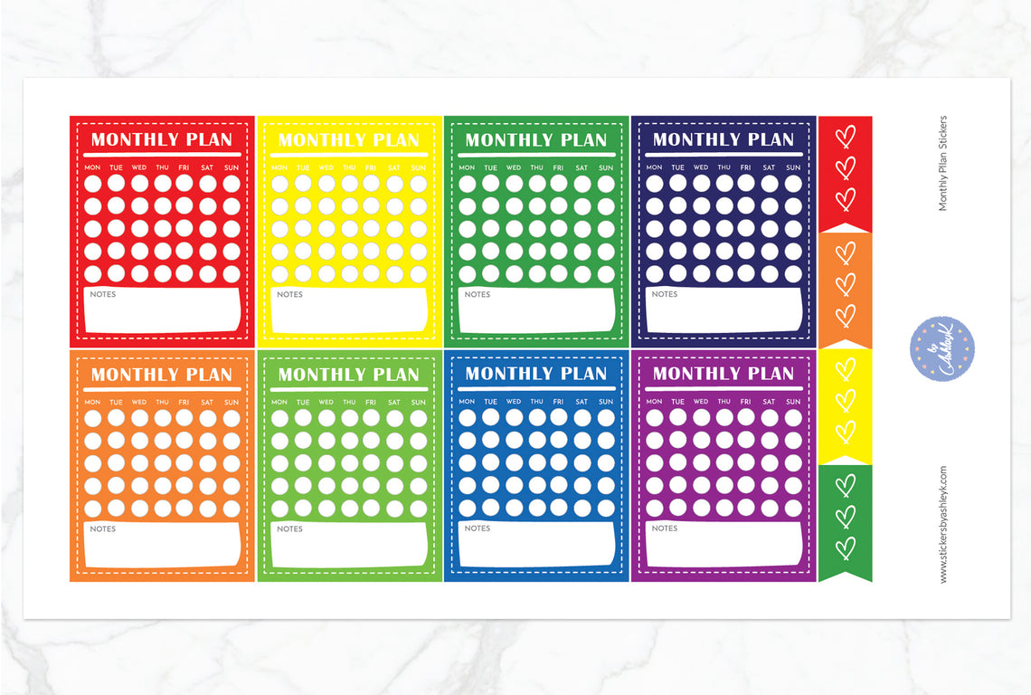 Monthly Plan Stickers - Rainbow