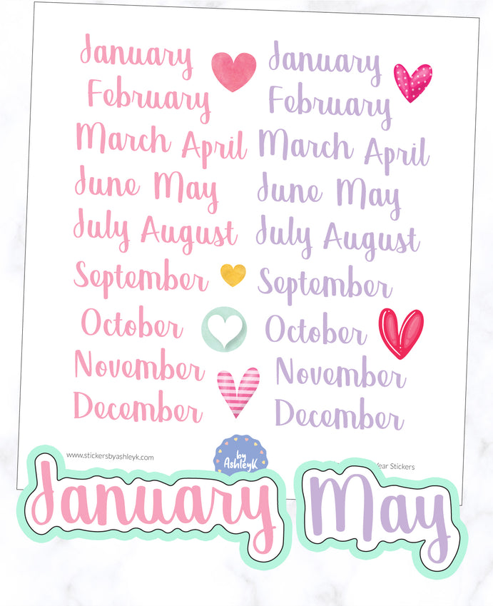 Months of the Year Planner Stickers