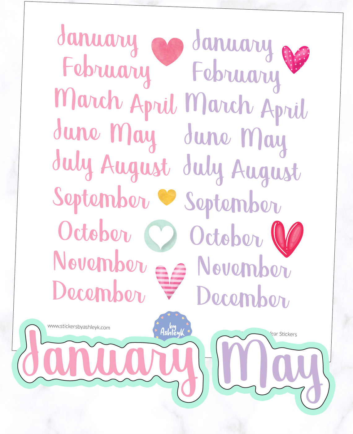 Months of the Year Planner Stickers