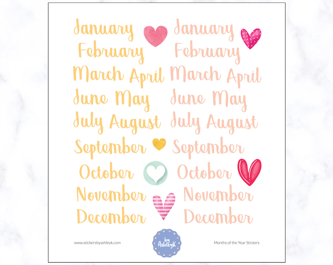 Months of the Year Planner Stickers - Citrus