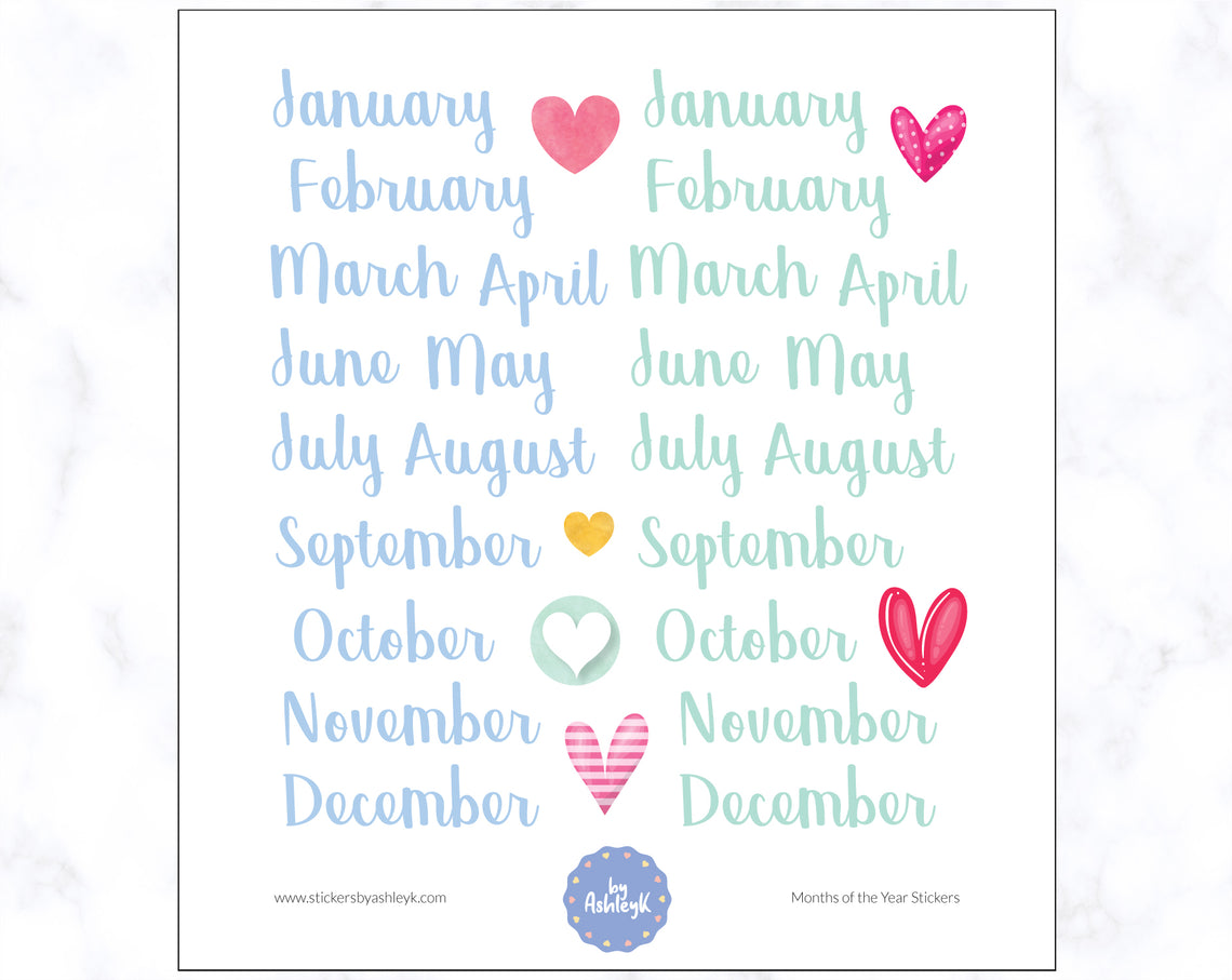 Months of the Year Planner Stickers - Garden