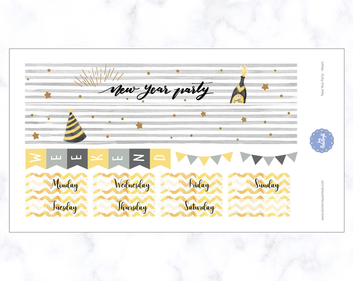 New Year Party Weekly Kit  - Washi Sheet