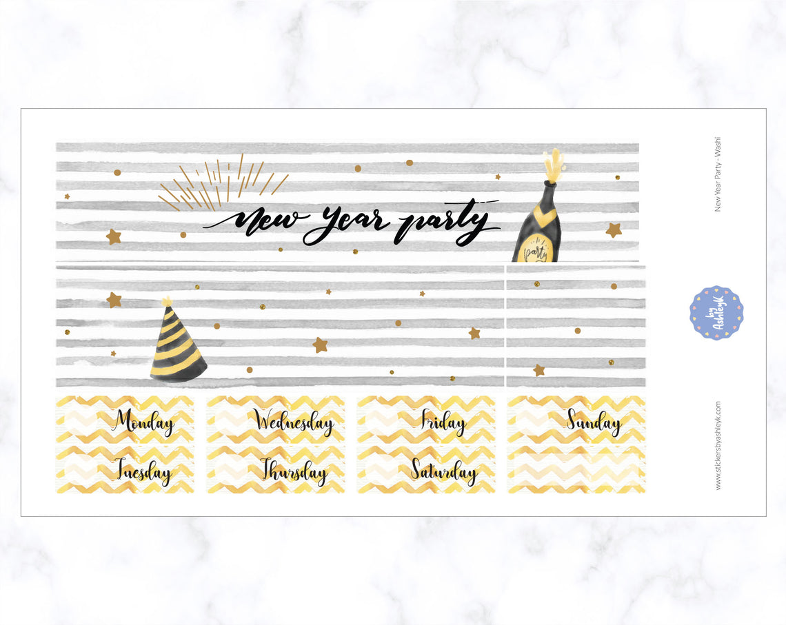 New Year Party Weekly Kit  - Washi Sheet