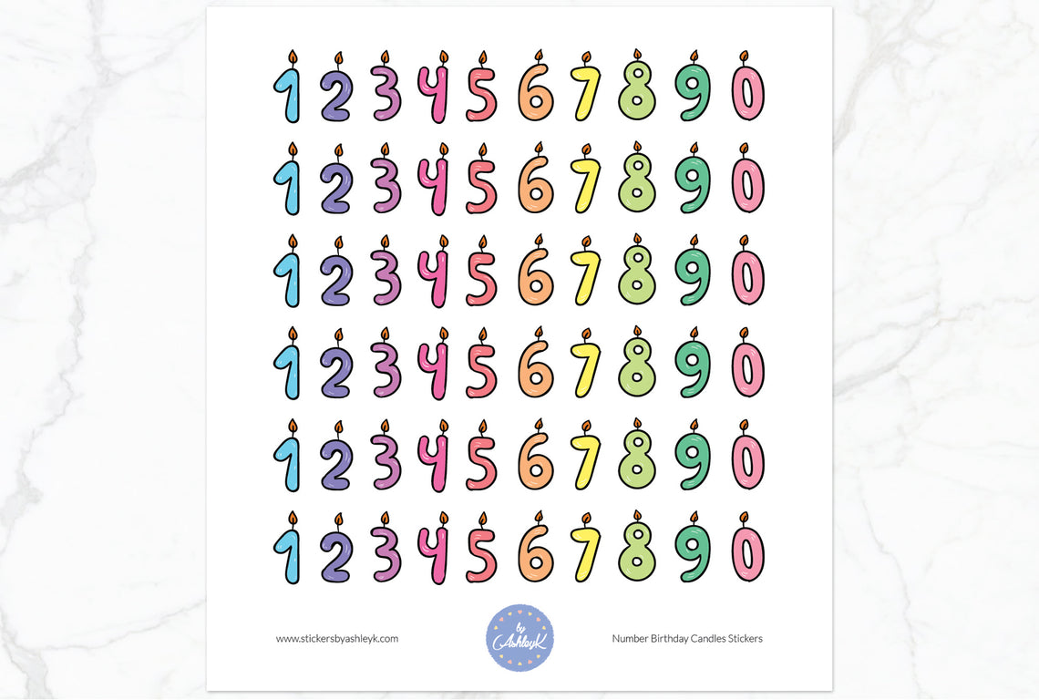 Number Birthday Candles Stickers