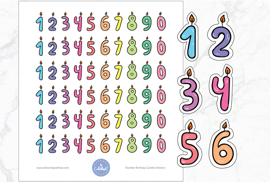 Number Birthday Candles Stickers
