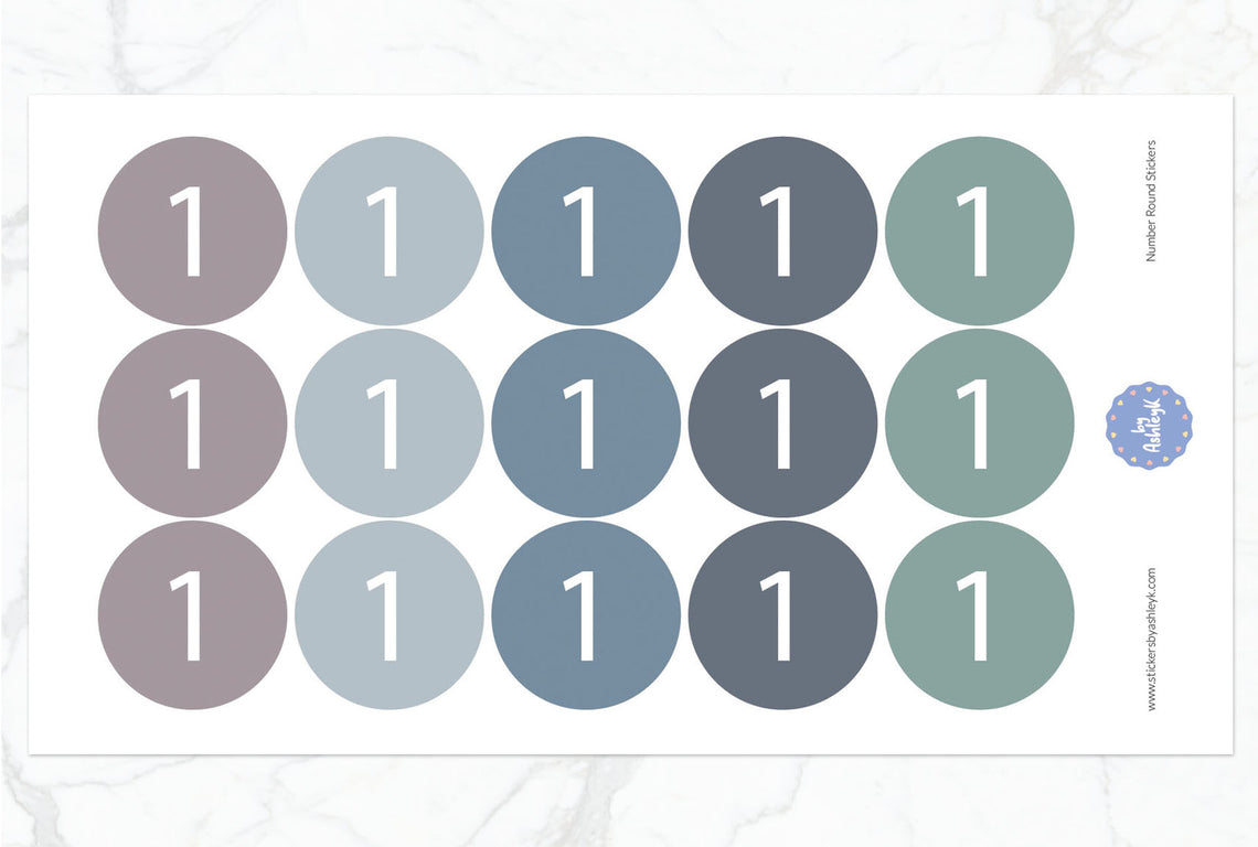 Number Round Stickers - Modern Neutral