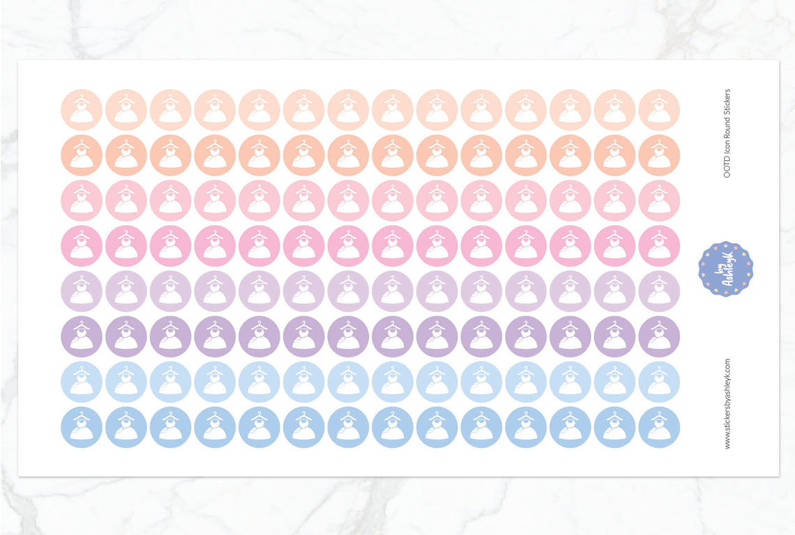 OOTD Icon Round Planner Stickers - Pastel Sunset