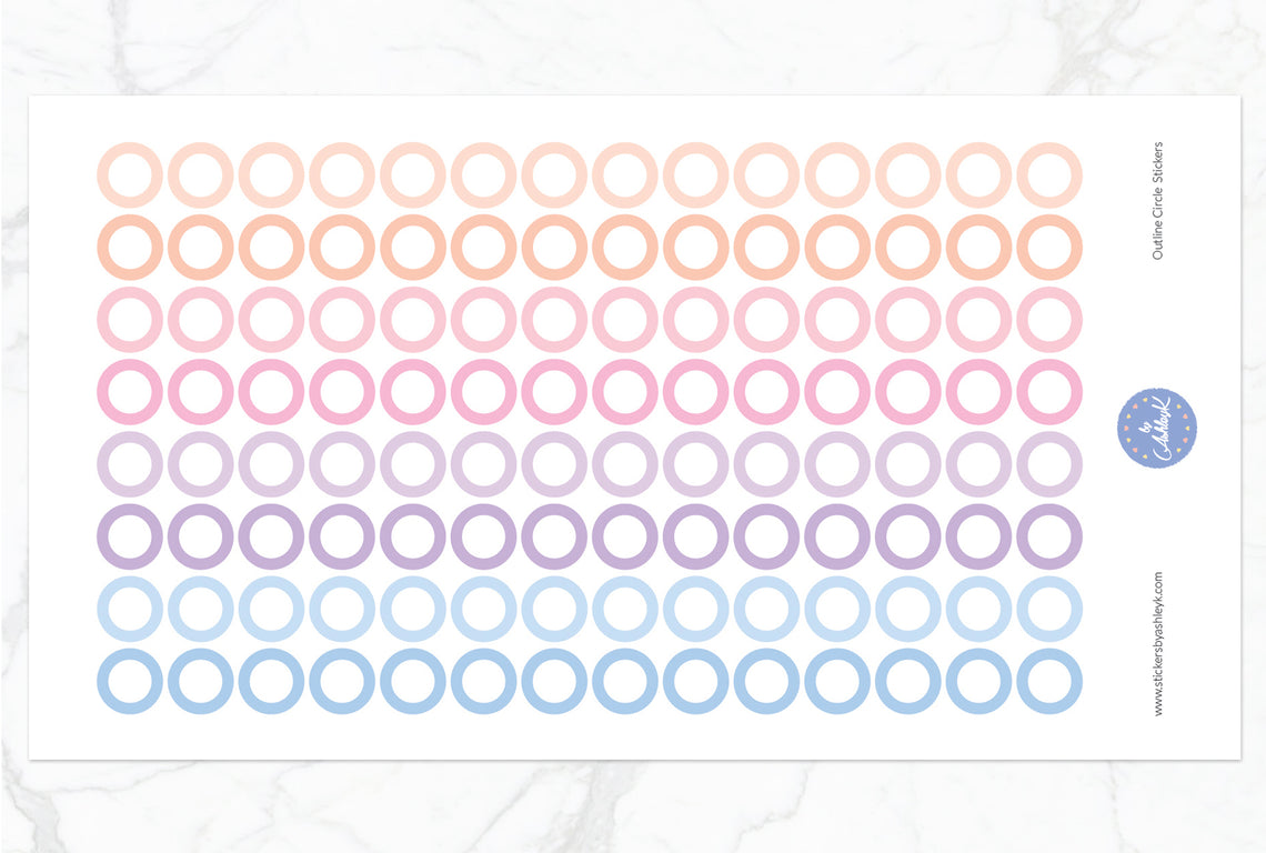 Outline Circle Stickers - Pastel Sunset