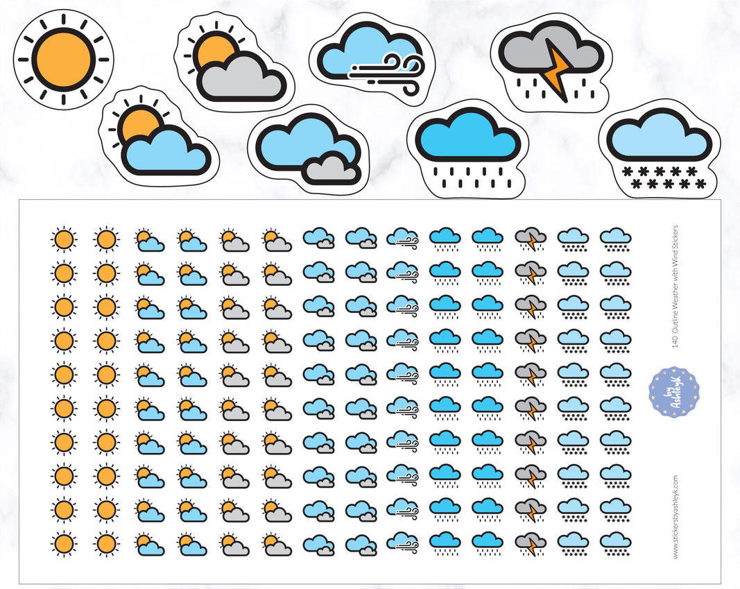Outline Weather With Wind Stickers