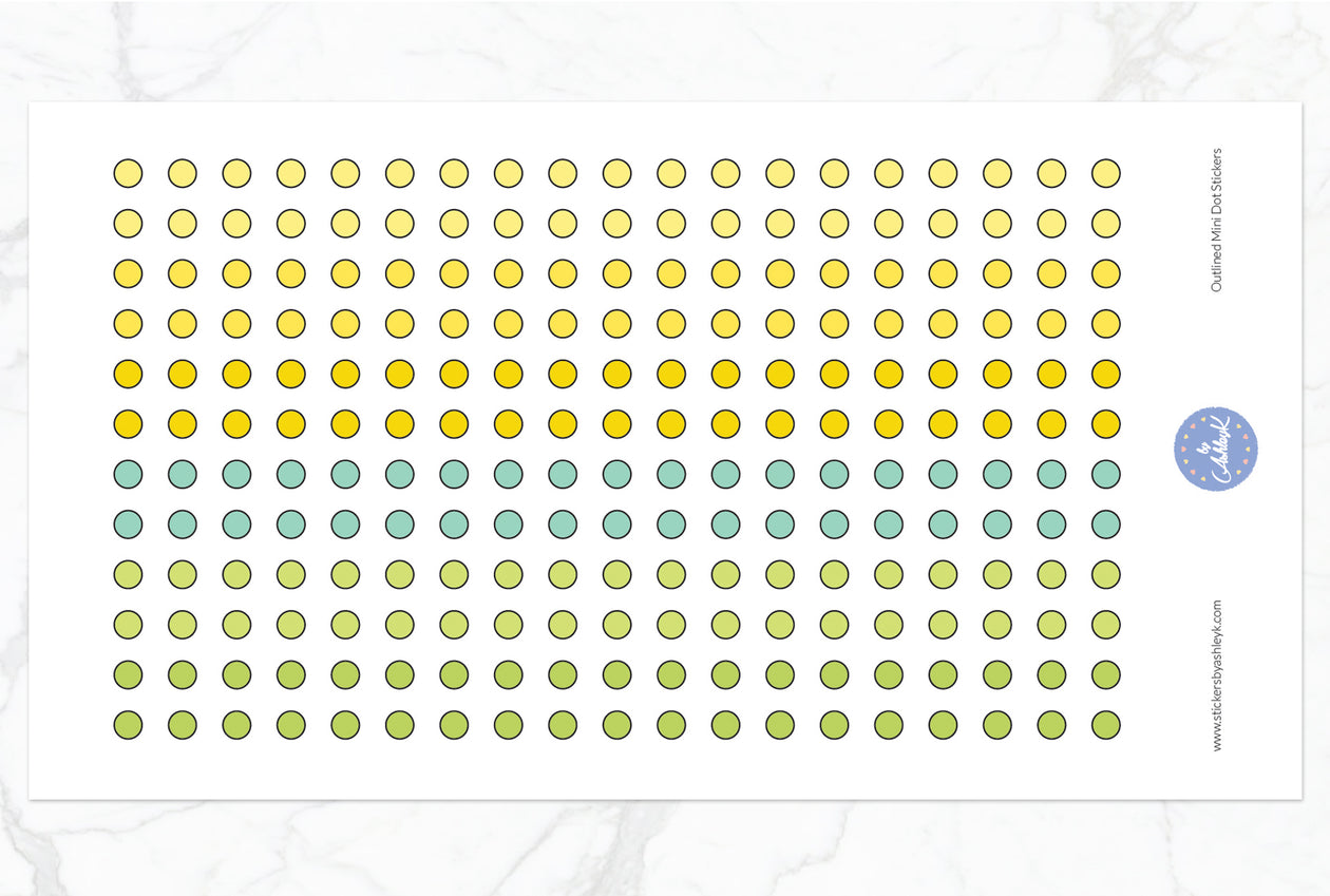 Outlined Mini Dot Planner Stickers - Lemon&Lime