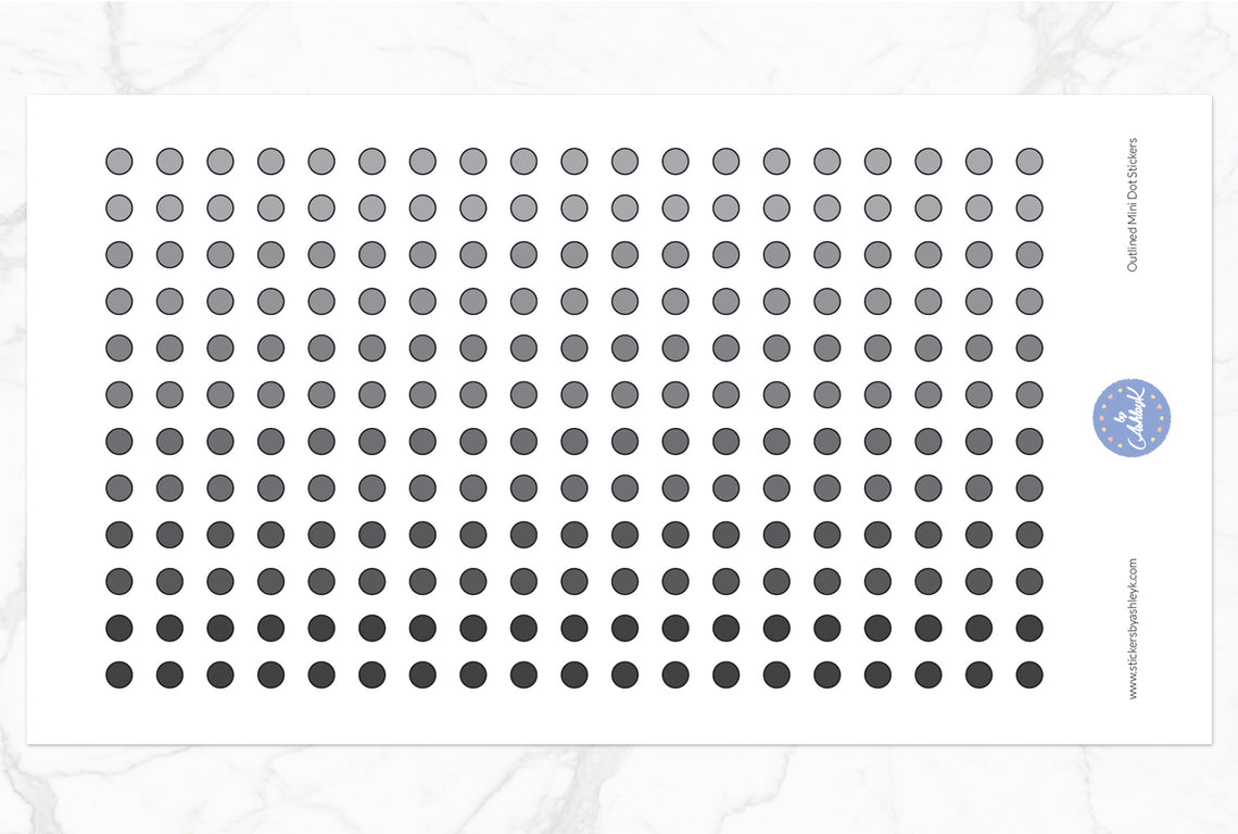 Outlined Mini Dot Planner Stickers - Monochrome