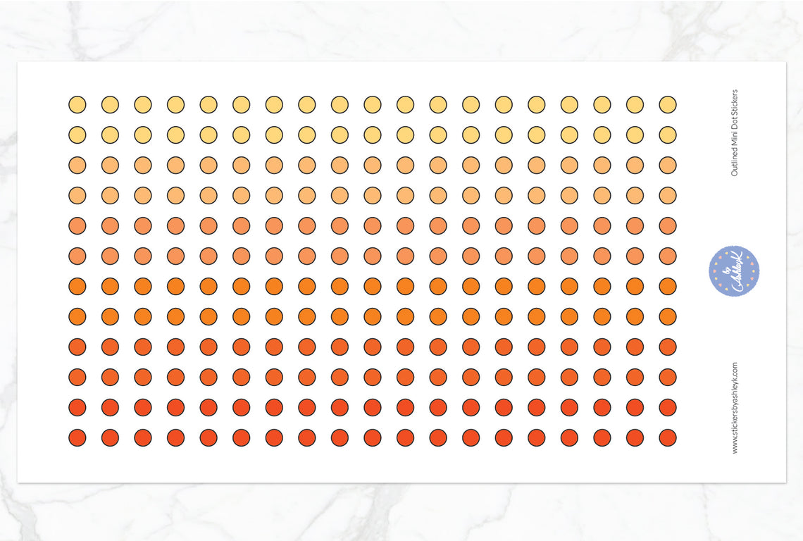 Outlined Mini Dot Planner Stickers - Orange