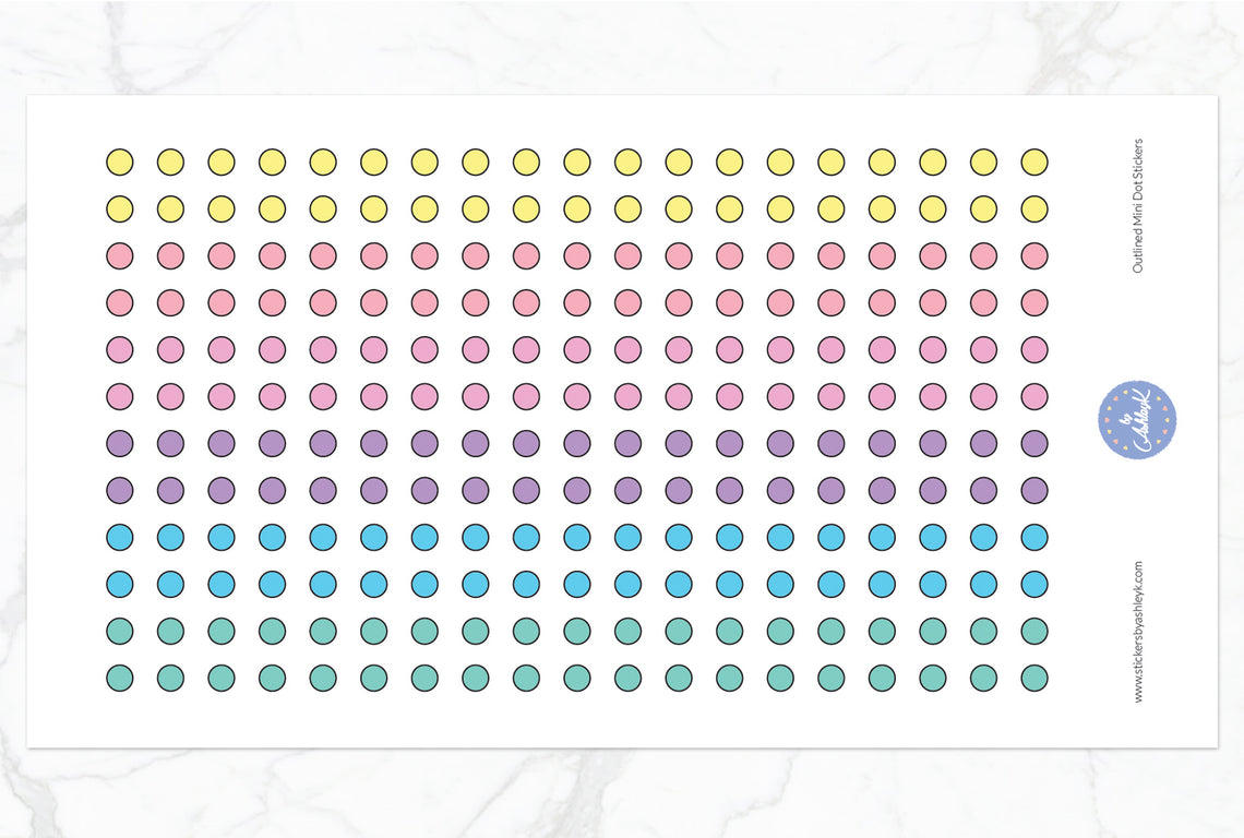 Outlined Mini Dot Planner Stickers - Pastel