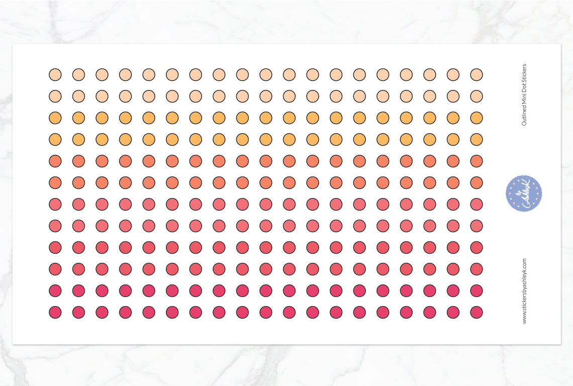 Outlined Mini Dot Planner Stickers - Peach
