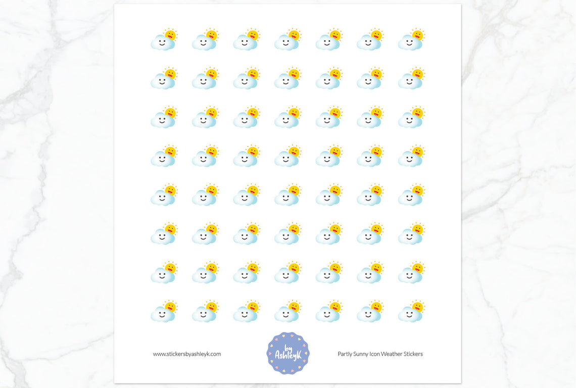 Partly Sunny Icon Weather Planner Stickers