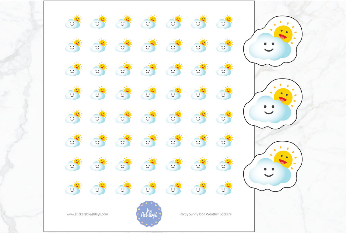 Partly Sunny Icon Weather Planner Stickers