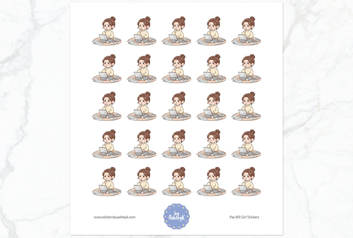 Pay Bill Girl Planner Stickers