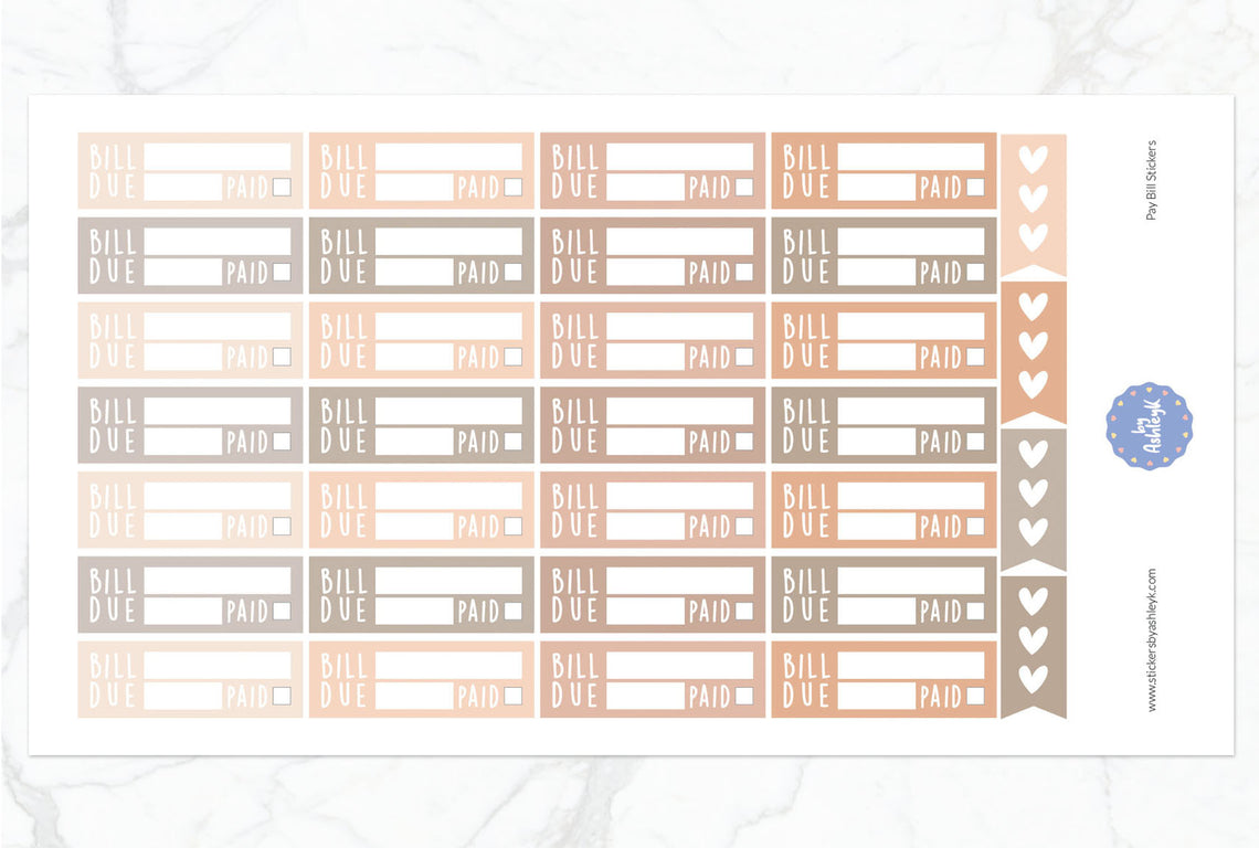 Pay Bill Planner Stickers - Beige Neutral