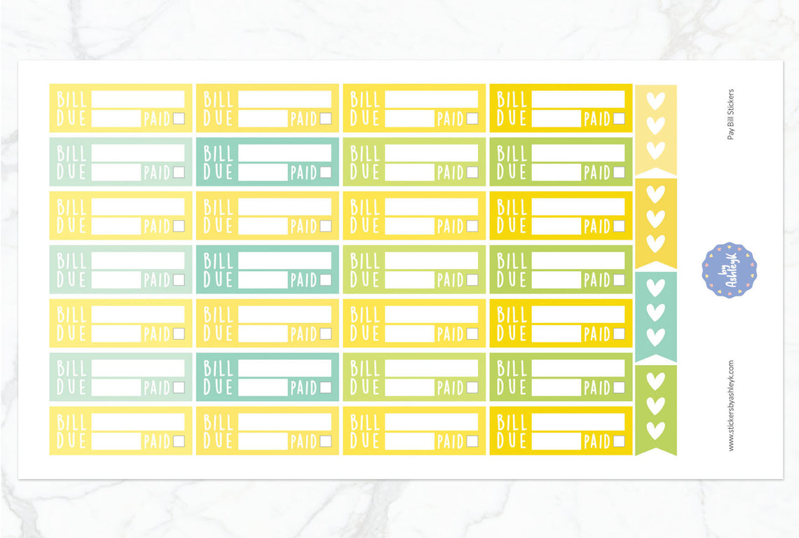 Pay Bill Planner Stickers - Lemon&Lime
