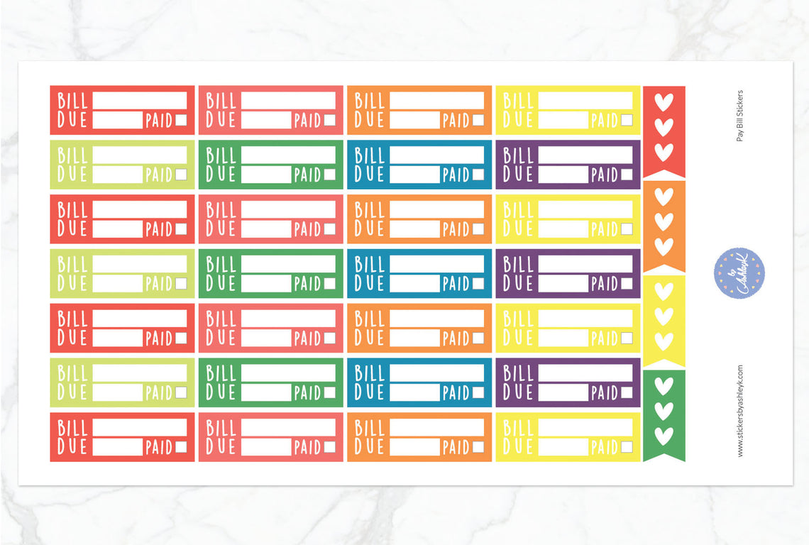 Pay Bill Planner Stickers - Pastel Rainbow