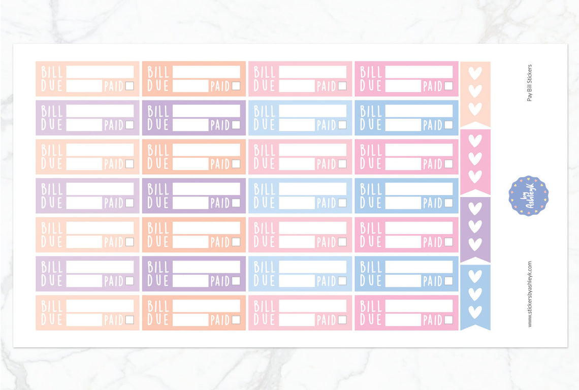 Pay Bill Planner Stickers - Pastel Sunset