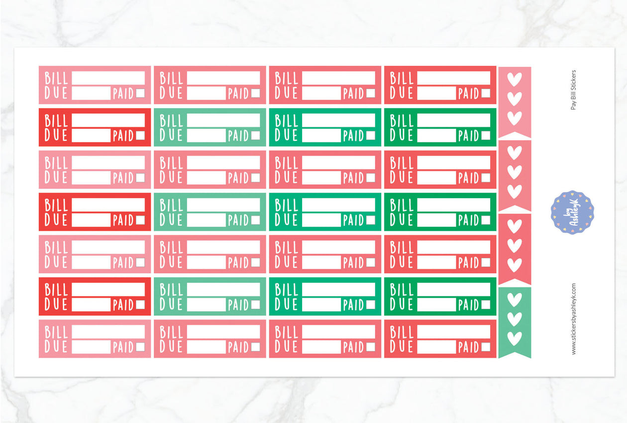 Pay Bill Planner Stickers - Watermelon