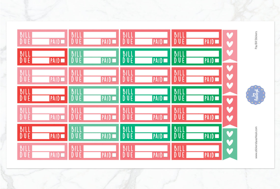 Pay Bill Planner Stickers - Watermelon