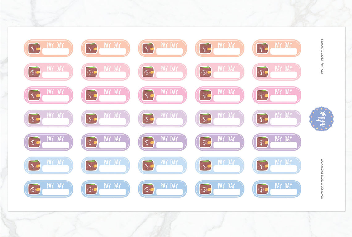 Pay Day Tracker Planner Stickers - Pastel Sunset