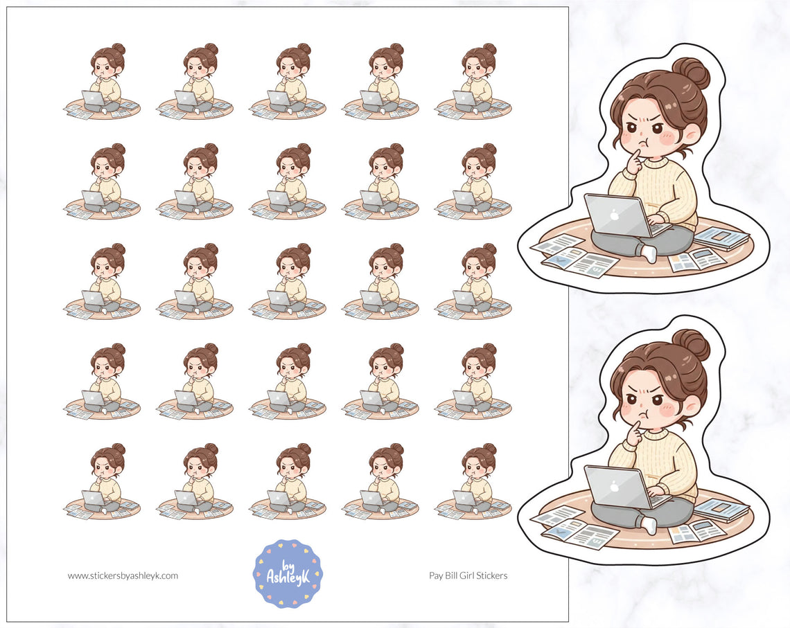 Pay Bill Girl Planner Stickers