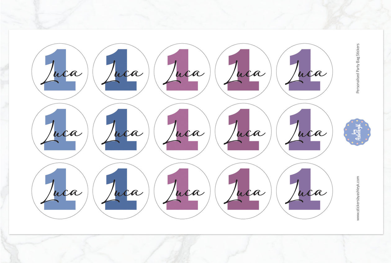 Personalised Birthday Party Bag Stickers - Blueberry