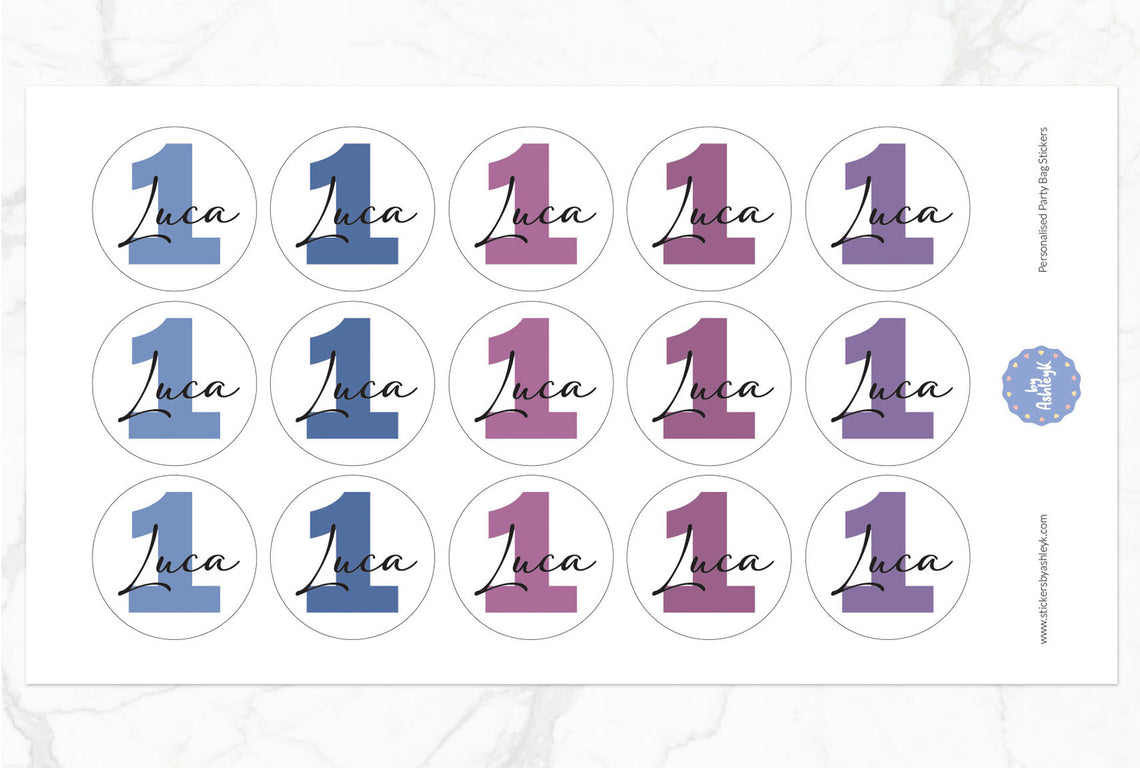 Personalised Birthday Party Bag Stickers - Blueberry