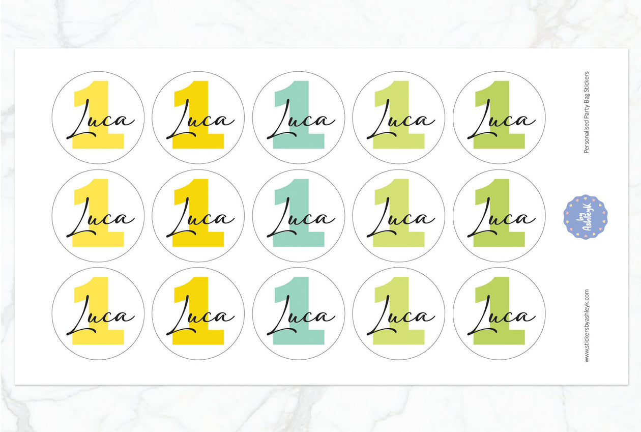 Personalised Birthday Party Bag Stickers - Lemon&Lime