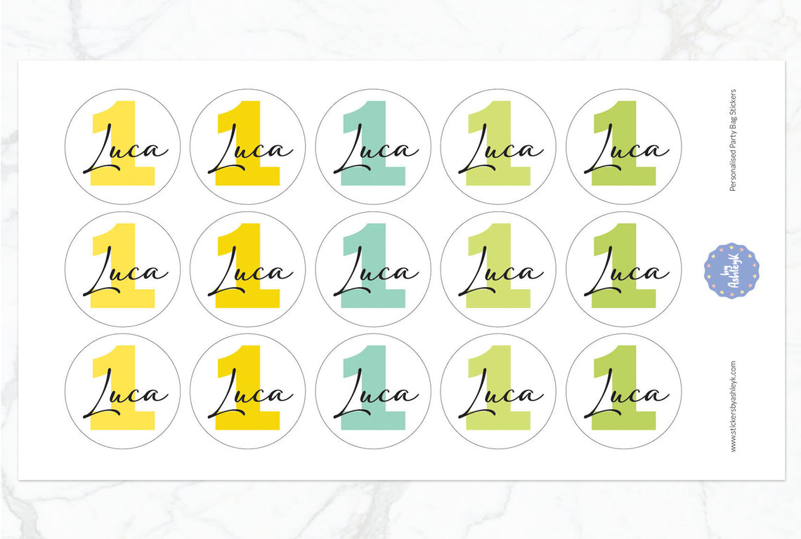 Personalised Birthday Party Bag Stickers - Lemon&Lime