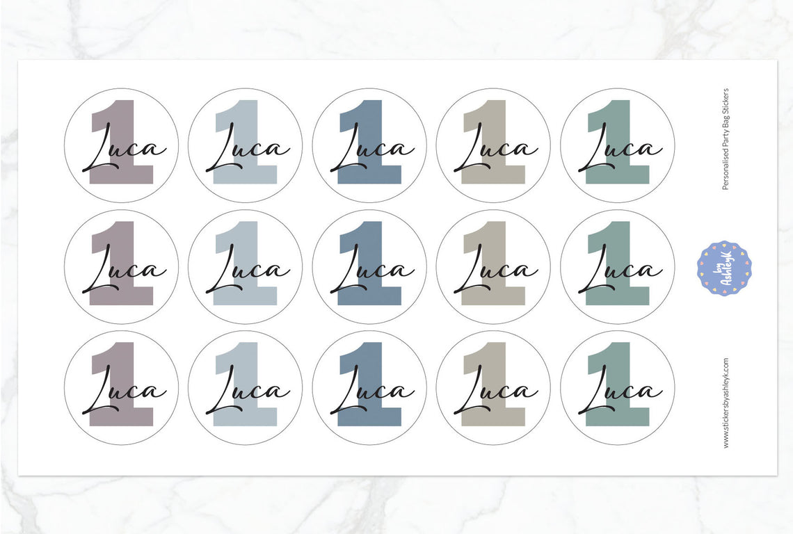 Personalised Birthday Party Bag Stickers - Modern Neutral