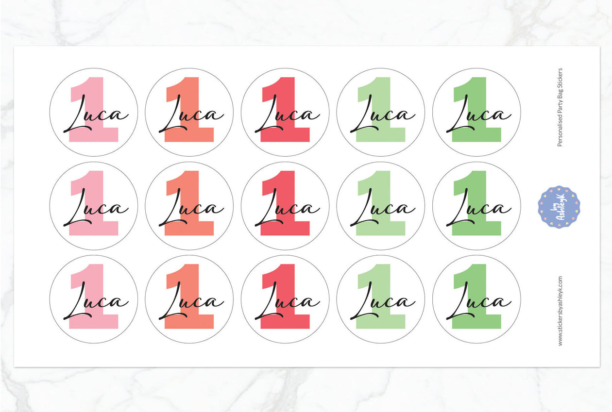 Personalised Birthday Party Bag Stickers - Strawberry