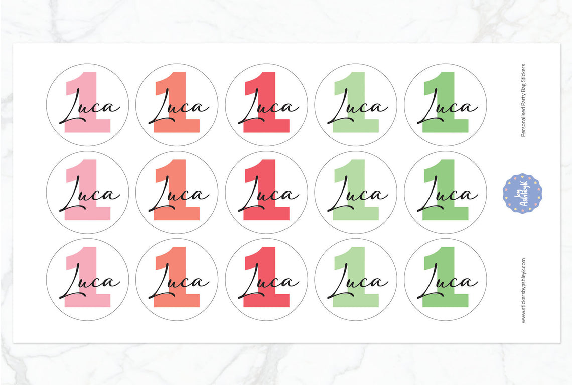 Personalised Birthday Party Bag Stickers - Strawberry