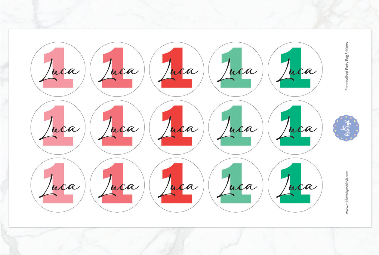 Personalised Birthday Party Bag Stickers - Watermelon