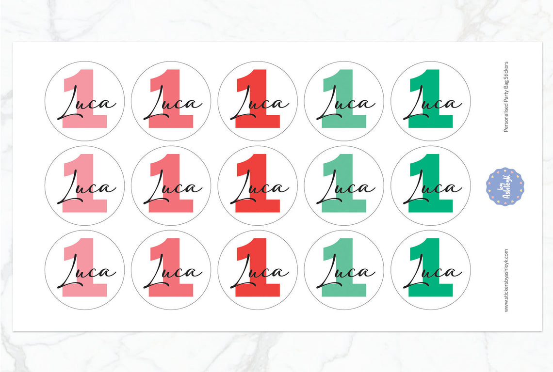 Personalised Birthday Party Bag Stickers - Watermelon