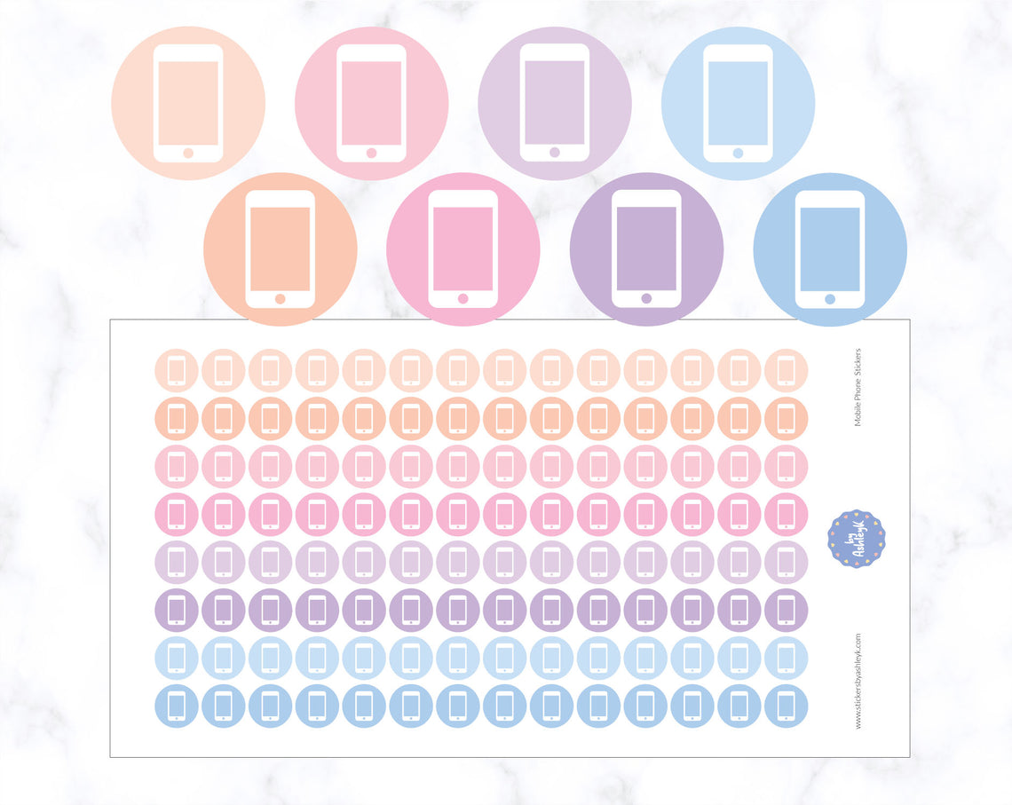 Mobile Phone Icon Round Planner Stickers