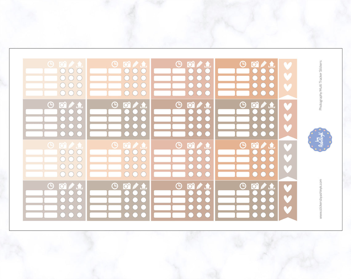 Photography Multi Tracker Stickers - Beige Neutral