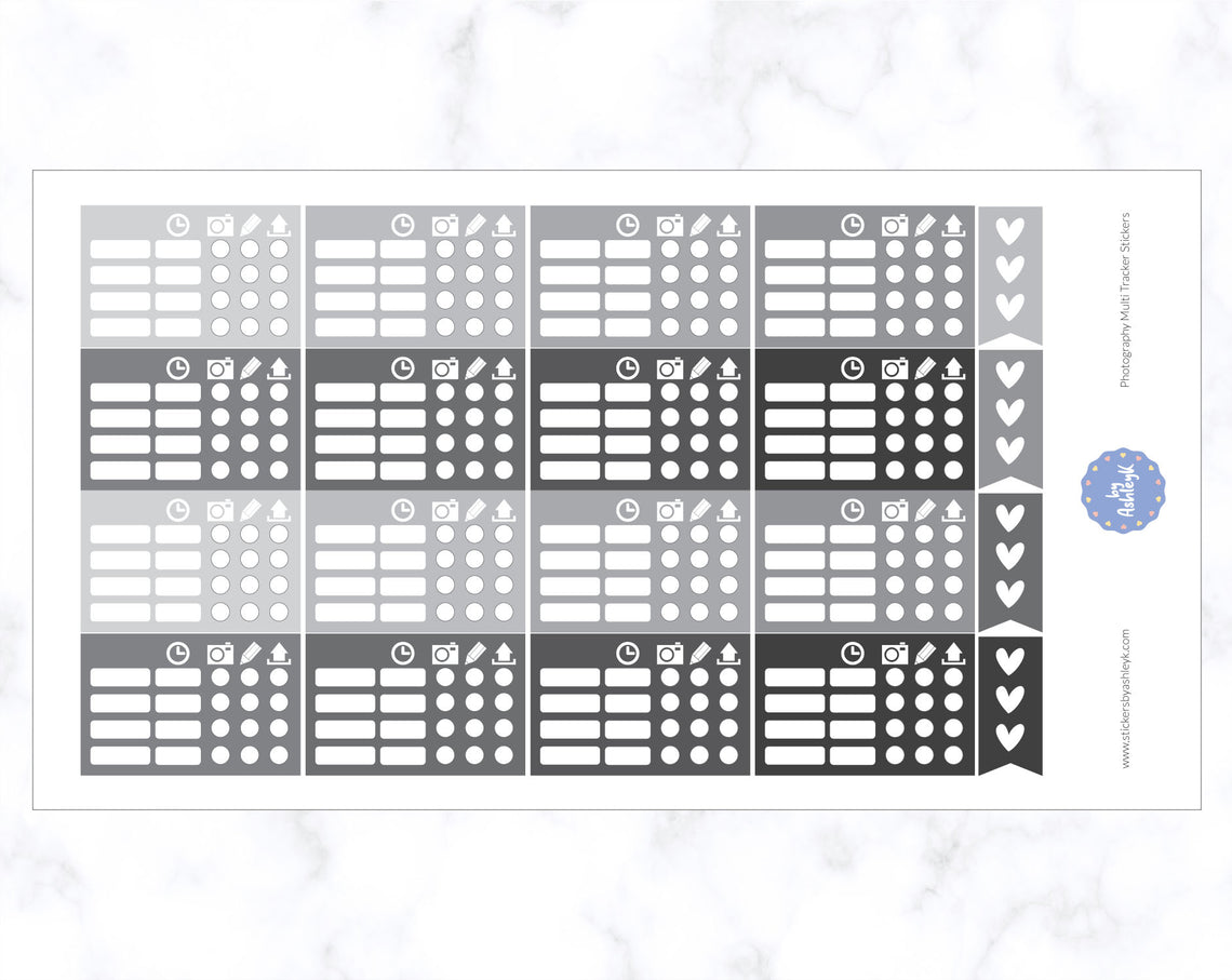 Photography Multi Tracker Stickers - Monochrome