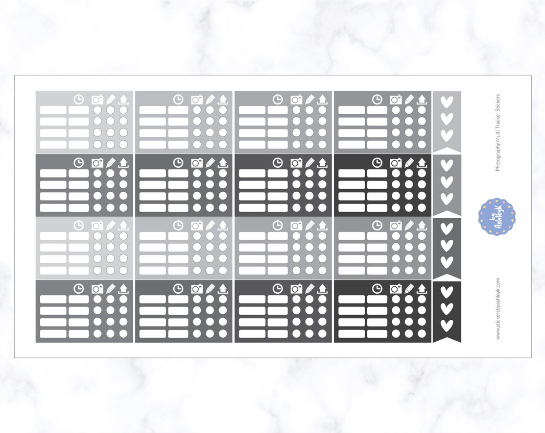 Photography Multi Tracker Stickers - Monochrome