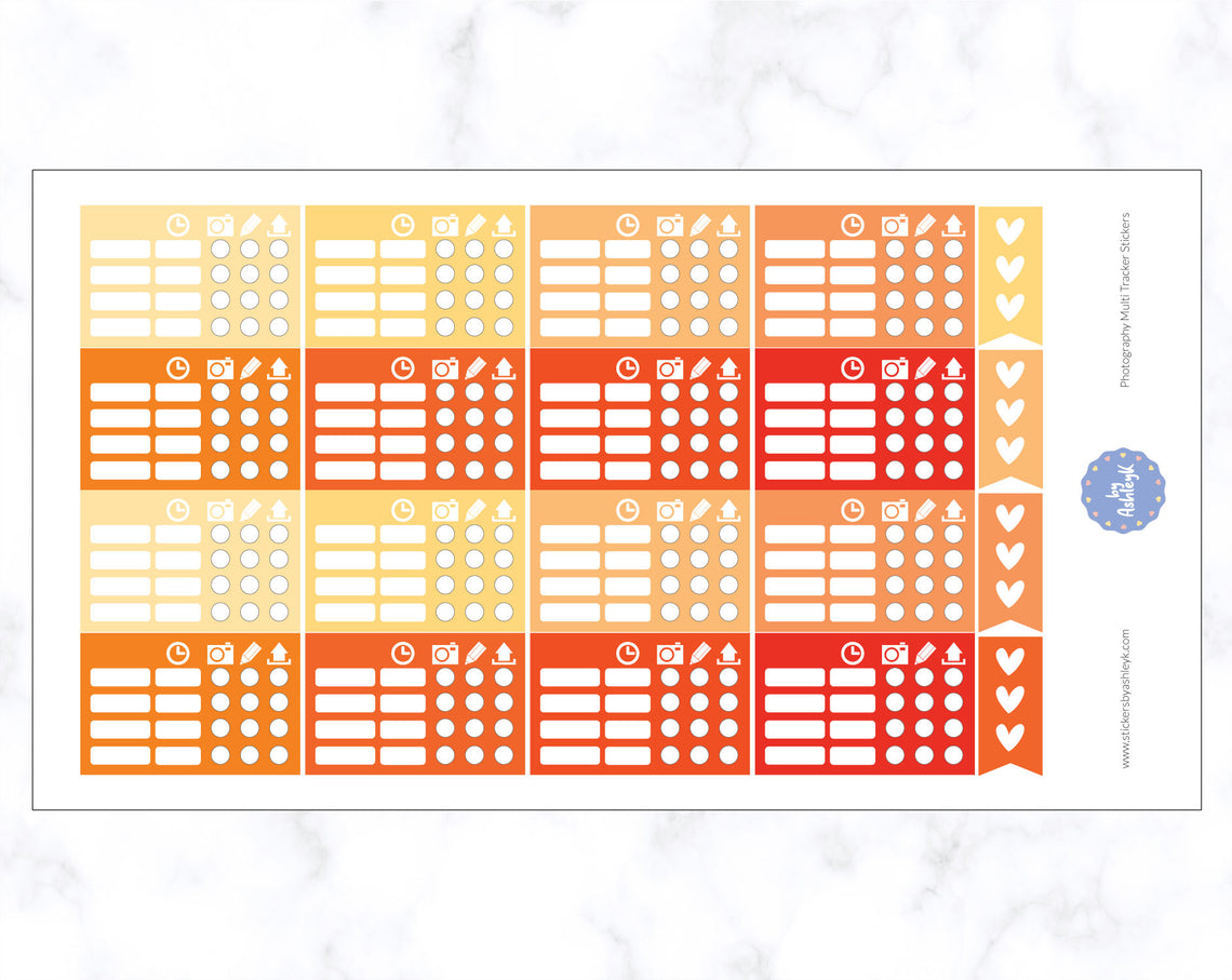 Photography Multi Tracker Stickers - Orange