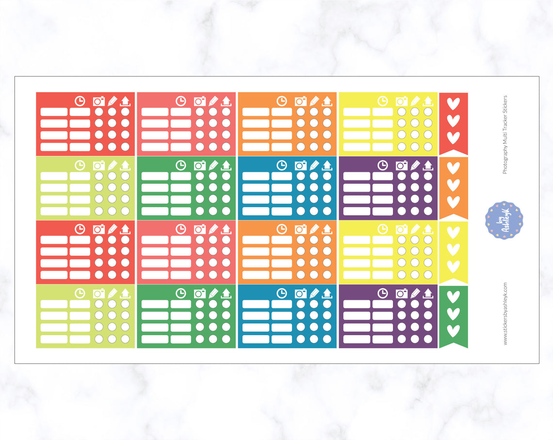 Photography Multi Tracker Stickers - Pastel Rainbow