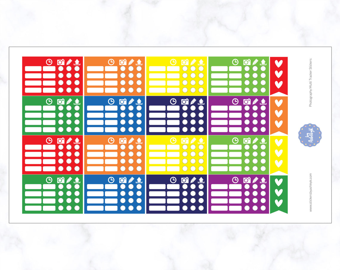 Photography Multi Tracker Stickers - Rainbow