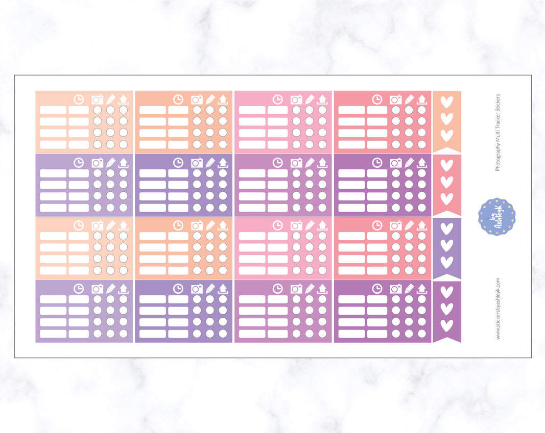 Photography Multi Tracker Stickers - Raspberry