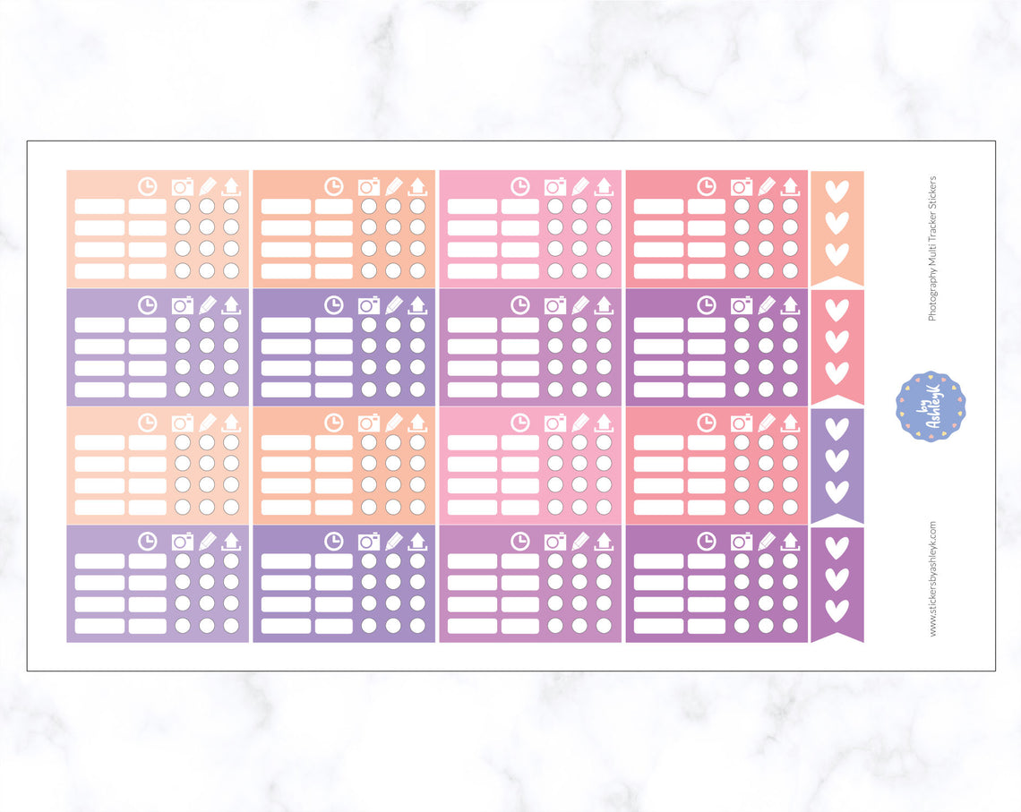 Photography Multi Tracker Stickers - Raspberry