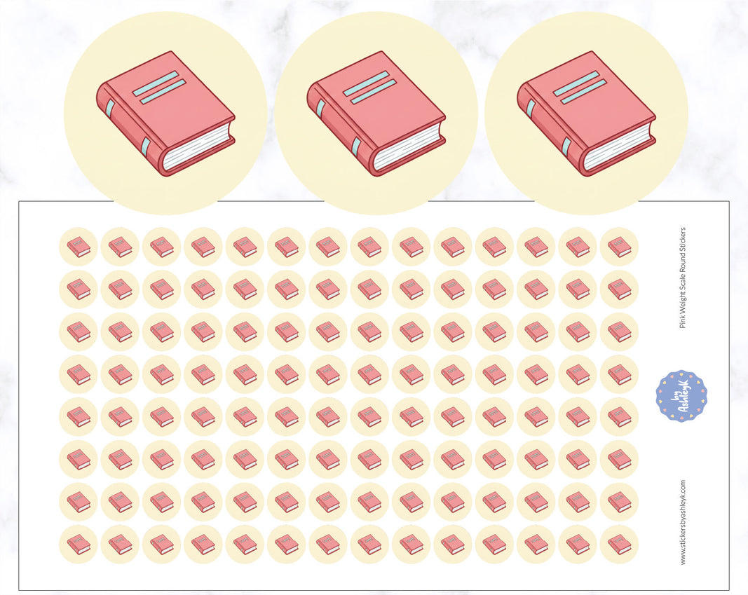 Pink Book Icon Round Stickers