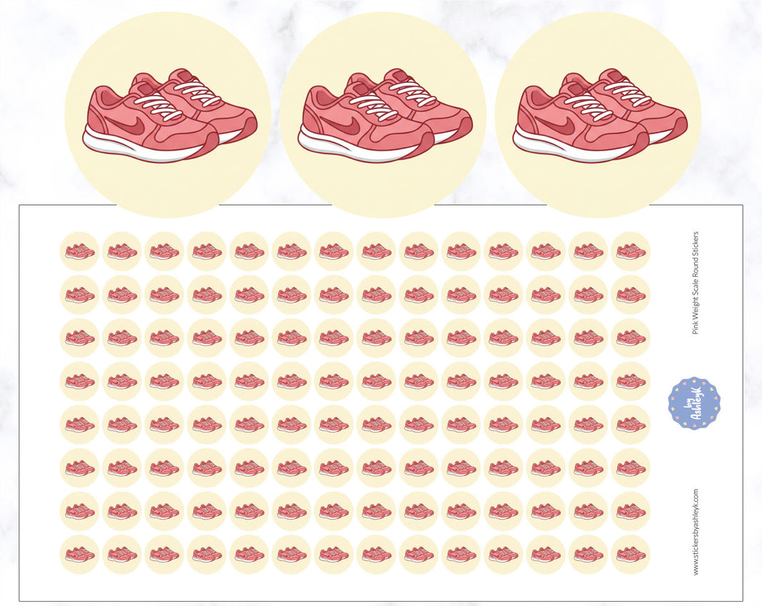 Pink Running Shoes Round Stickers